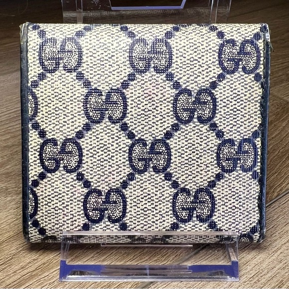 Gucci GG Supreme Navy Small Coin Wallet - Leather Unisex Made in Italy - Picture 2 of 10